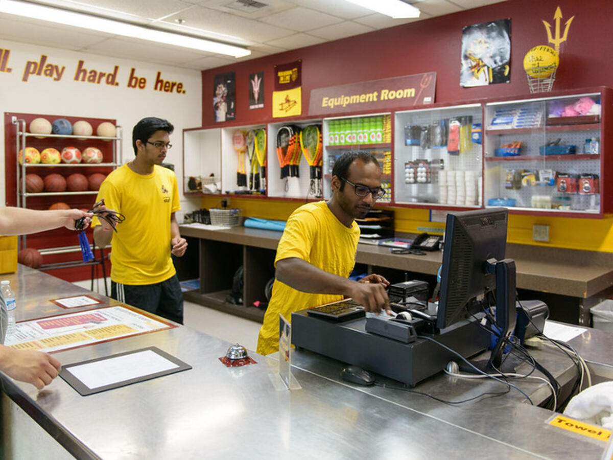 Students working out at the ASU rec center